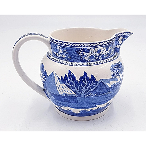 110 - WEDGWOOD CHINA 10cm BLUE & WHITE JUG IN THE FALLOW DEER DESIGN