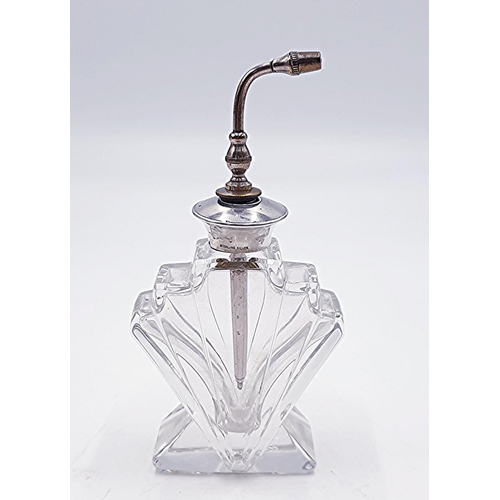 5 - GLASS/STERLING SILVER ART DECO PERFUME BOTTLE