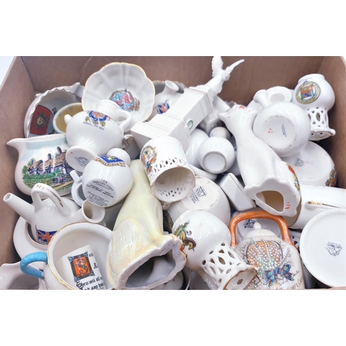 785 - BOX CONTAINING A Large Qty Of CRESTED WARE To Include SHELLEY , FLORENTINE, HANCOK'S ,  GOSS, Etc (P... 