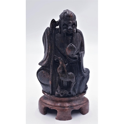 786 - ORIENTAL STONE CARVED 20.5cm BUDDHA