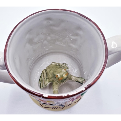 787 - TWIN HANDLED FROG 14cm LOVING CUP (Old)