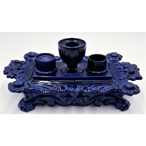 90 - CERAMIC DARK BLUE Large 28cm x 17cm DESK SET