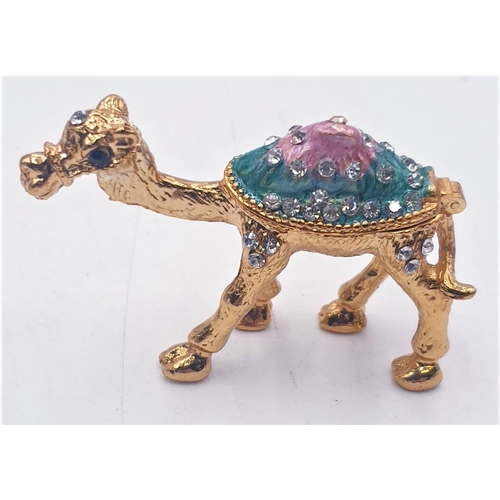 678 - METAL/JEWELLED HINGED LIDDED TRINKET BOX FASHIONED AS A CAMEL(Boxed)