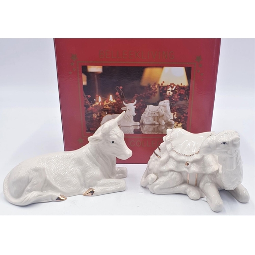 688 - BELLEEK PORCELAIN MODELS OF A CAMEL And AN OX FROM THE NATIVITY COLLECTION (Boxed)