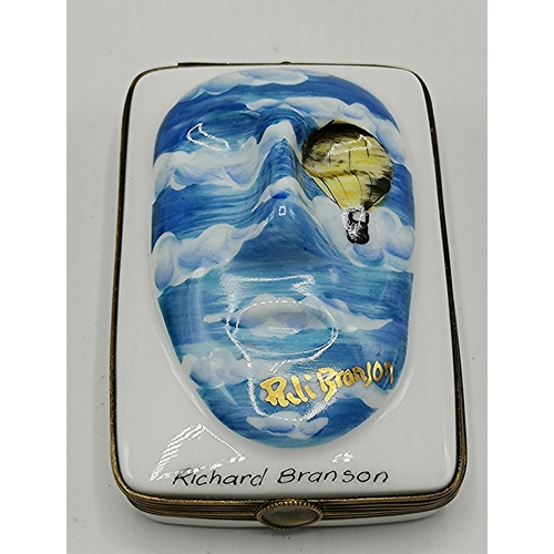 722 - LIMOGES PORCELAIN 9.5cm x 6cm HINGED LIDDED TRINKET BOX 