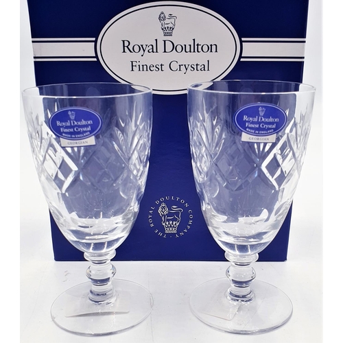 8 - ROYAL DOULTON FINE CRYSTAL (Boxed Set Of Two) GEORGIAN DESIGN WINE GLASSES