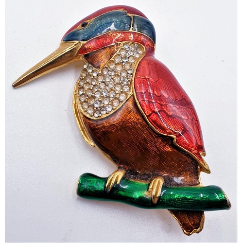 802 - ENAMEL KINGFISHER BROOCH