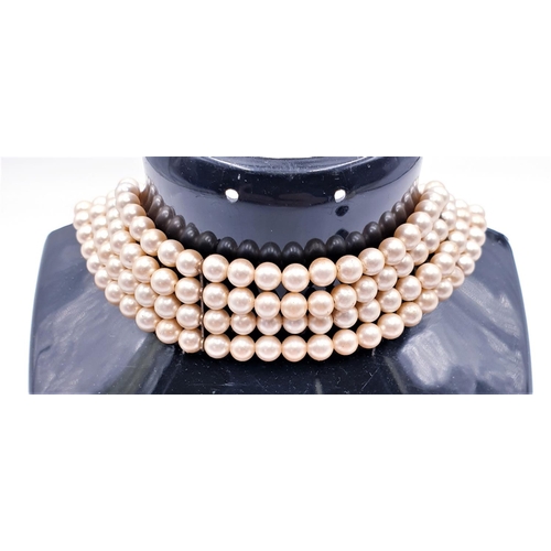 804 - SILVER ? (Unmarked) FOUR STRING PEARL NECKLACE (Boxed)