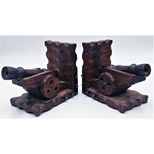 17 - WOODEN 17cm x 16cm CANON BOOK ENDS