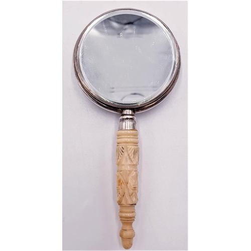 2 - SOLID SILVER MIRROR With CARVED HANDLE (Fully Hallmarked For Birmingham) (With Pouch)