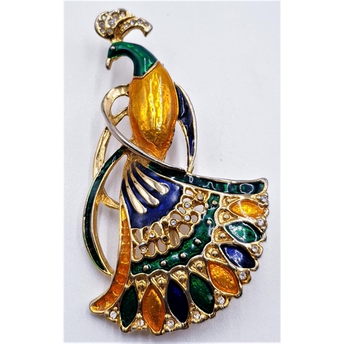 200 - ENAMEL PEACOCK BROOCH