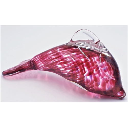 21 - LAUGHARNE GLASS 14cm (Hand Made) MODEL OF A DOLPHIN