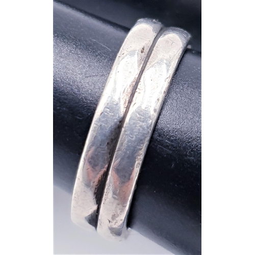 224 - SILVER (Stamped Silver) BAND RING (Size J, Total Weight 2.82 Grams)