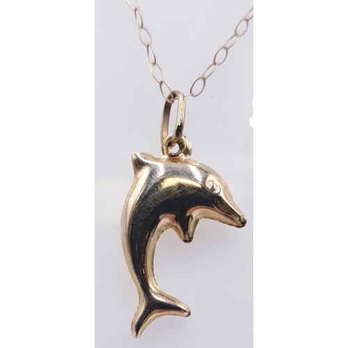 226 - 9ct GOLD (375) DOLPHIN PENDANT On A 40cm 9ct GOLD NECK CHAIN (Total Weight  0.87 Grams)