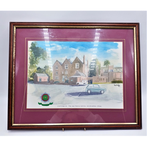 233 - FRAMED WATERCOLOUR/PRINTS (3) OF STAFFORDSHIRE FIRE & RESCUE SERVICE (Hanley,Longton & Pirehill Ston... 