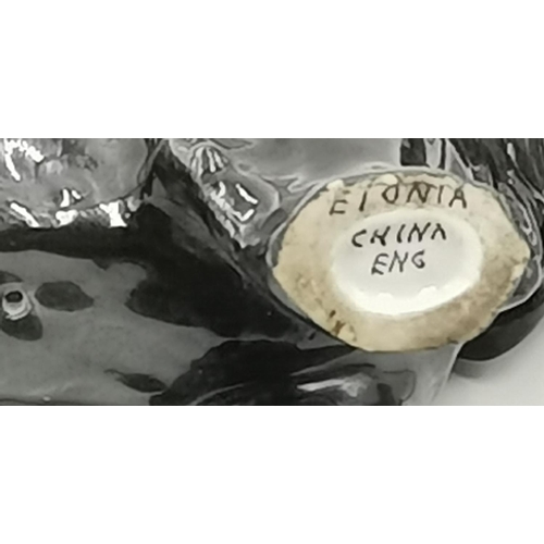 237 - ETONIA CHINA 11cm x 14cm MODEL OF A SETTER/SPANIEL (Black Matt Colourway) c1950s