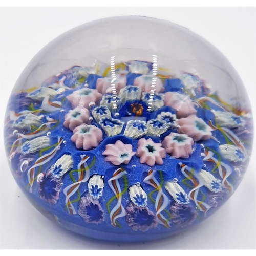 44 - MILLEFIORE GLASS 5.5 cm PAPER WEIGHT (Blue)