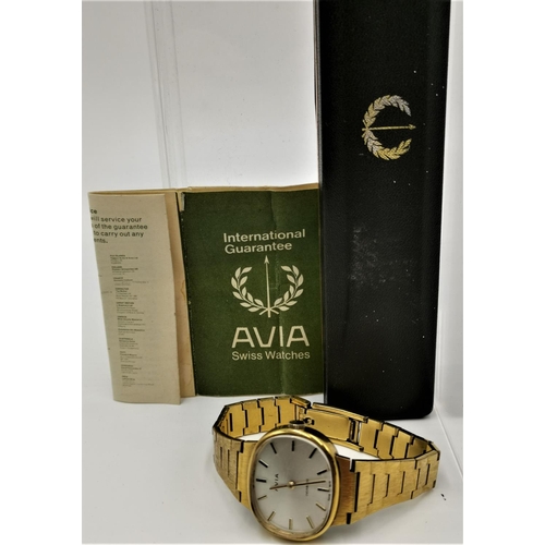 440 - AVIA INCABLOC SWISS GOLD PLATED GENTS OVAL WRIST WATCH c1976 (Found To Be Working When Photographed)... 