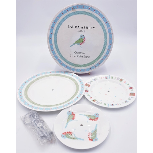 45 - LAURA ASHLEY CHRISTMAS THREE TIER CAKE STAND (Original Box And Fittings)