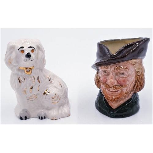 47 - BESWICK 9cm STAFFORDSHIRE MANTLE DOG Plus ROYAL DOULTON 9cm CHARACTER JUG 'ROBIN HOOD'