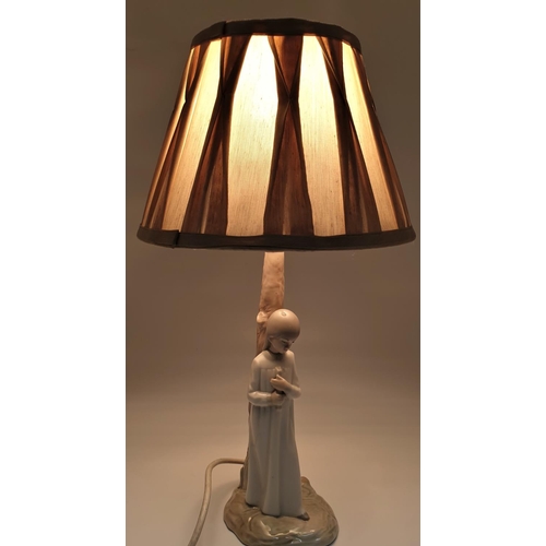 49 - LLADRO (Nao) 29cm TABLE LAMP DEPICTING A ZAPHIR GIRL HOLDING A CANDLE  c1978-1980 (Retired)