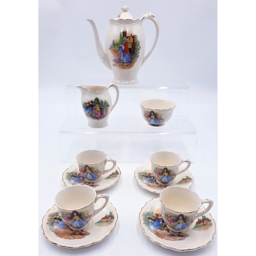 54 - CROWN DUCAL CHINA COFFEE SET Inc COFFEE POT, SUGAR, CREAM, 4 CUPS & SAUCERS c1920s - 1930s