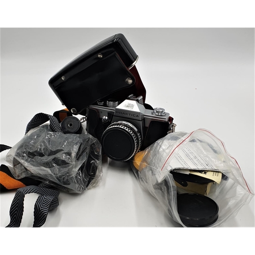 70 - PRAKTICA CAMERA TOGETHER WITH TWO BAGS OF ACCESSORIES