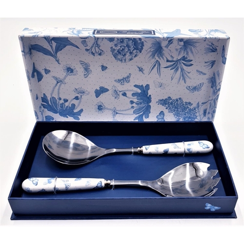 734 - PORTEIRION SALAD SERVERS IN THE BOTANIC BLUE DESIGN (Original Box)