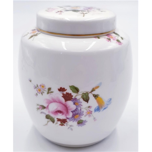 86 - ROYAL CROWN DERBY CHINA LIDDED POT IN THE DERBY POSIES DESIGN