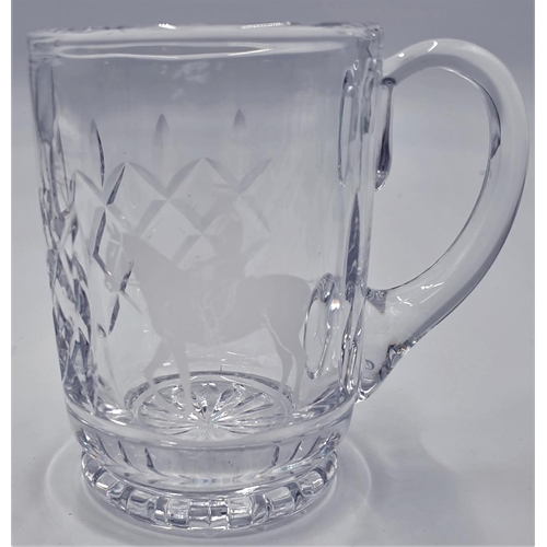 89 - CRYSTAL CUT GLASS EQUESTRIAN TANKARD