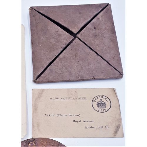 129 - WWI DEATH PENNY 'ALBERT McKINNESS' With ORIGINAL PAPER WORK FROM HIS MAJESTY KING GEORGE V