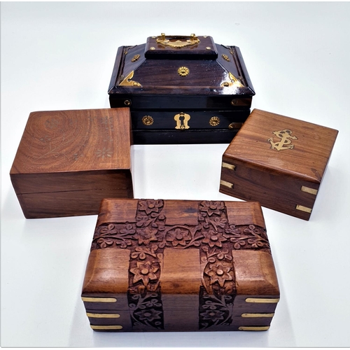 145 - WOODEN CARVED BOXES (4)