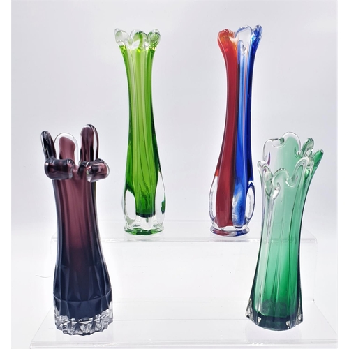 152 - ART GLASS VASES (4) (Tallest Being 23cm )