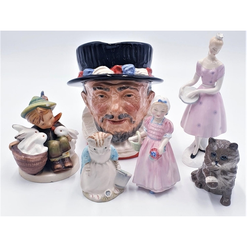 170 - CERAMIC FIGURINES AND CHARACTER JUG (6) Inc ROYAL DOULTON, GOEBEL Etc