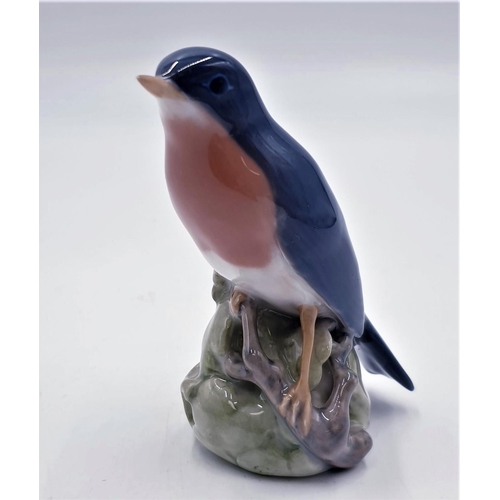 667 - ROYAL COPENHAGEN 8cm x 7cm MODEL OF A ROBIN ON A BRANCH Model No 1516 By Designer Mr Peter Heroldin ... 