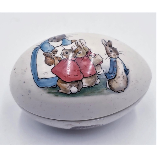 692 - WEDGWOOD CHINA BEATRIX POTTER EGG SHAPED TRINKET BOX FROM THE PETER RABBIT & FAMILY COLLECTION