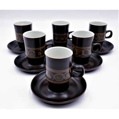 717 - DENBY COFFEE MUGS & SAUCERS (6) IN THE ARABESQUE DESIGN