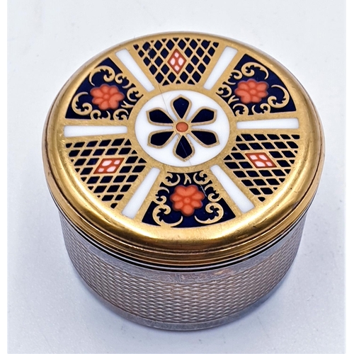 72 - ROYAL CROWN DERBY ENAMEL LIDDED 3.5 cm Dia TRINKET BOX