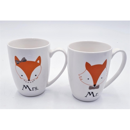 734 - CHINA Mr And Mrs FOXY MUGS (2)