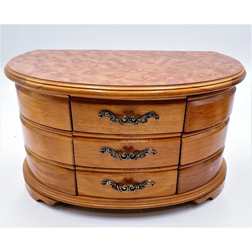 736 - WALNUT SWING SIDE JEWELLERY BOX