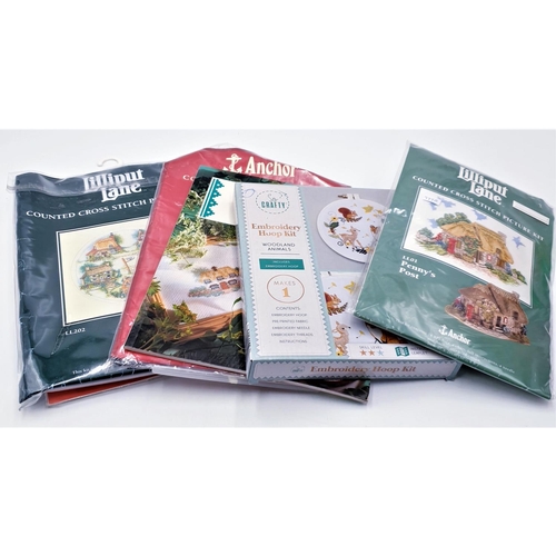 745 - EMBROIDERY KITS & BOOK (Five Packets)