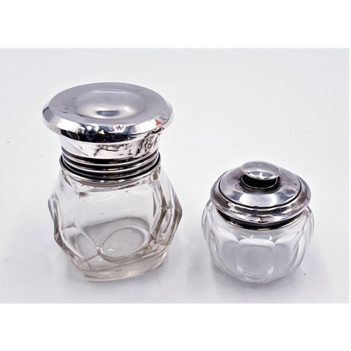 8 - SILVER (Hallmarked) TOPPED GLASS JARS (2)