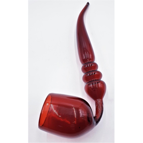 85 - CRANBERRY GLASS 38cm PIPE