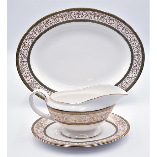 98 - MINTON CHINA 35cm Dia MEAT PLATE Plus GRAVY BOAT And UNDER TRAY IN THE ARAGON DESIGN