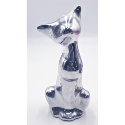 103 - HOSELTON METAL 20.5cm SCULPTURE OF A CAT   Signed