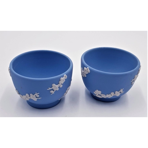 14 - WEDGWOOD BLUE JASPER WARE SAKI CUPS (2)