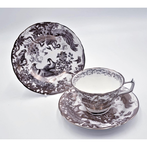 5 - ROYAL CROWN DERBY CHINA TRIO IN THE AVES PLATINUM DESIGN