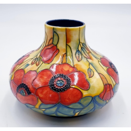 201 - OLD TUPTON WARE Large TUBELINED SQUAT VASE IN THE YELLOW POPPY DESIGN