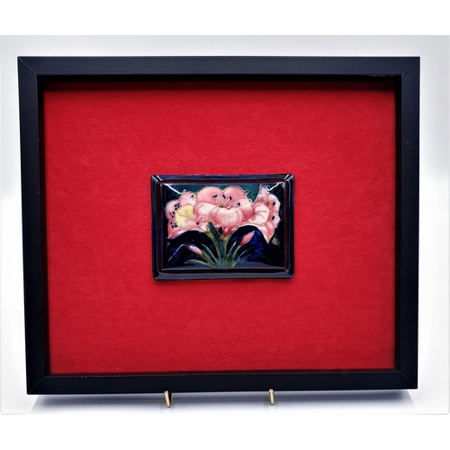 233 - MOORCROFT 12cm X 9cm  PLAQUE Signed W.Moorcroft MOUNTED IN A 33cm x 28cm FRAME