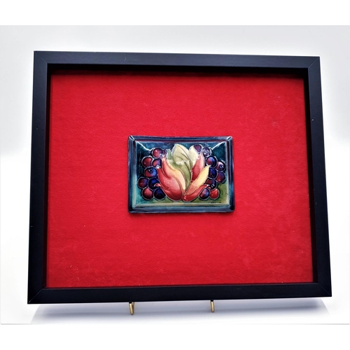 234 - MOORCROFT 12cm x 9cm  PLAQUE Signed W.Moorcroft MOUNTED IN A 23cm x 18cm FRAME